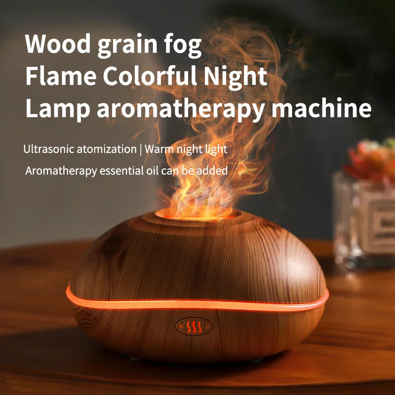 HLCOME Ultrasonic Aroma Diffuser – 200ml Wood Grain, 7 Color LED, Remote Control, Essential Oil Humidifier for Home & Bedroom