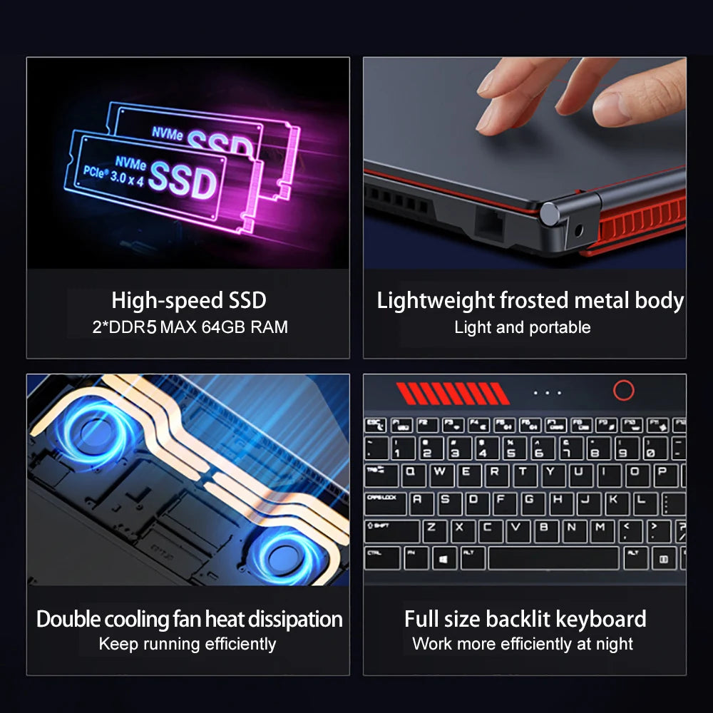 16.1" Gaming Laptop — Intel i9-13900HK, RTX 4050 6G, Up to 64GB DDR5, 2TB NVMe SSD, Windows 11