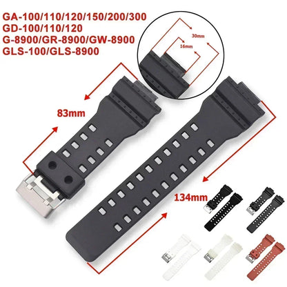 Silicone Replacement Watch Strap for Casio G-Shock GA-100/110/200/400/700 – 16mm Resin Band