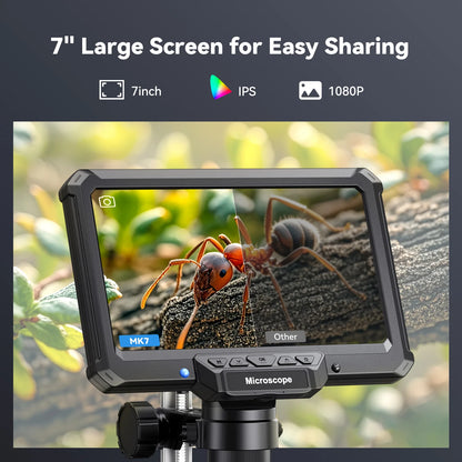7" 1200X 16MP HD Electronic Digital Microscope – Camera for PCB, Phone & Coin Inspection