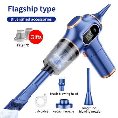 XMSJ Cordless Handheld Vacuum Cleaner – Wet & Dry, 120W, LCD, 2H Battery, Home & Car