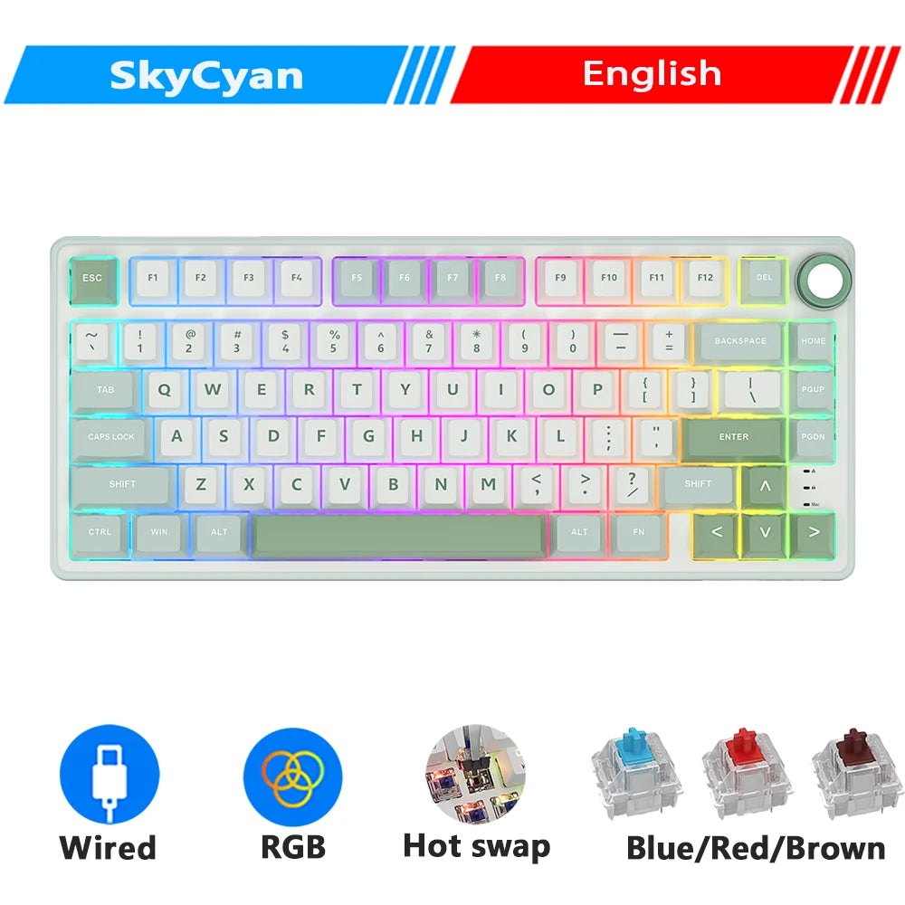 Royal Kludge RK R75 Brazilian Gasket Mechanical Keyboard – 80-Key, Hot-Swap, RGB, MDA PBT Keycaps