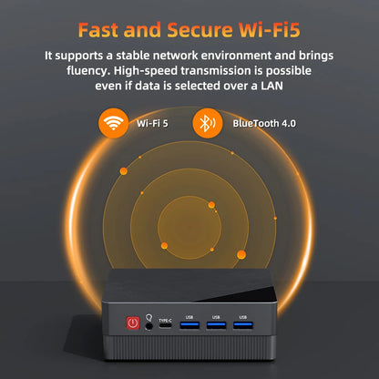 TexHoo Mini PC – AMD Ryzen 7 7730U / R5 4300U / R3 5300U, DDR4, Triple Display, Dual LAN, WiFi 5, BT 4.0