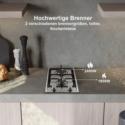 TopStrong 2-Burner Gas Hob | NG & LPG | Auto Flame Protection | Built-in | EU