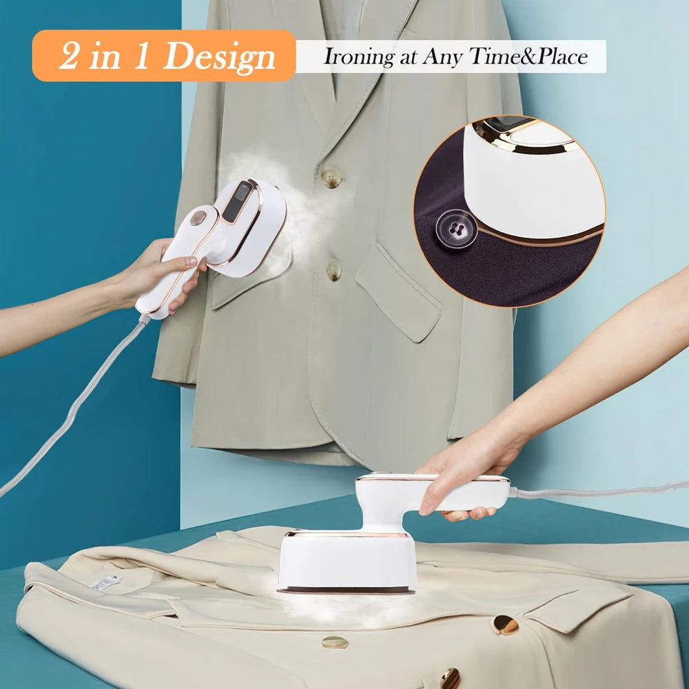 Mini Handheld Steam Iron – Foldable Travel Garment Steamer, Ceramic, Wet & Dry