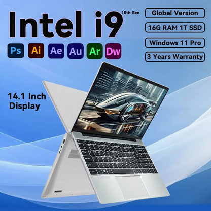 FUCHU 14.1" Slim Laptop – Intel Core i9-10980HK, 16GB DDR4, 256GB–2TB SSD, Windows 11, 1080p IPS
