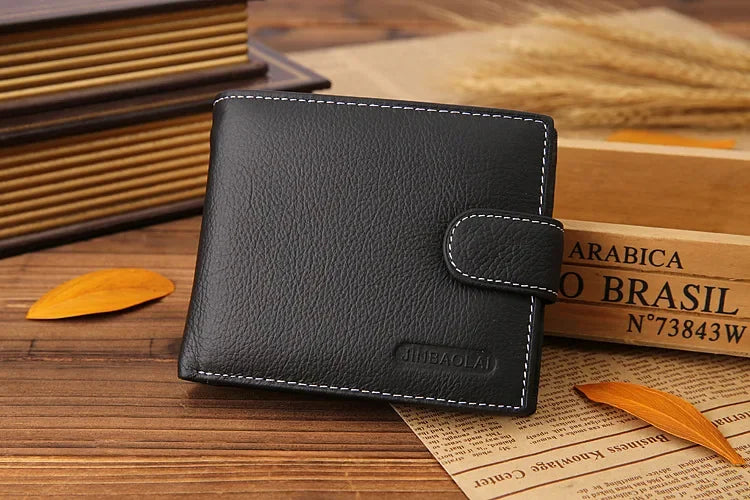 Genuine Cowhide Leather Men's Wallet – Short Bifold