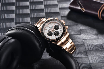 PAGANI DESIGN Men's Luxury Chronograph Watch – 100M Waterproof, Quartz Sport Wristwatch, Gift
