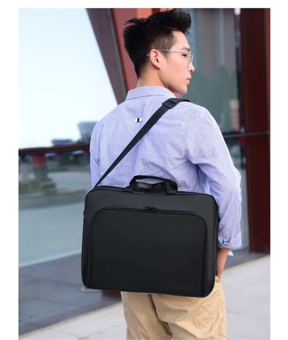 Waterproof Laptop Briefcase Bag – 15", 15.6", 17", Nylon, Dual Zipper, Shoulder Strap