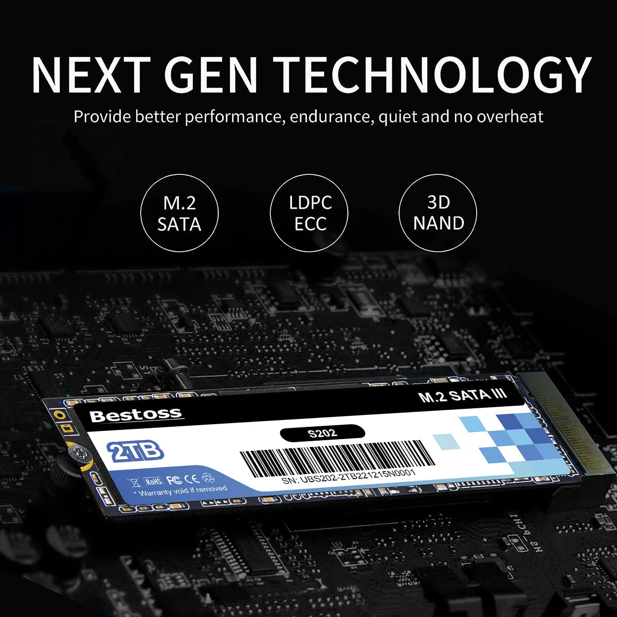 Bestoss M.2 SATA SSD 2280 | 530MB/s | 120GB–1TB | Internal Drive for Laptop & Desktop