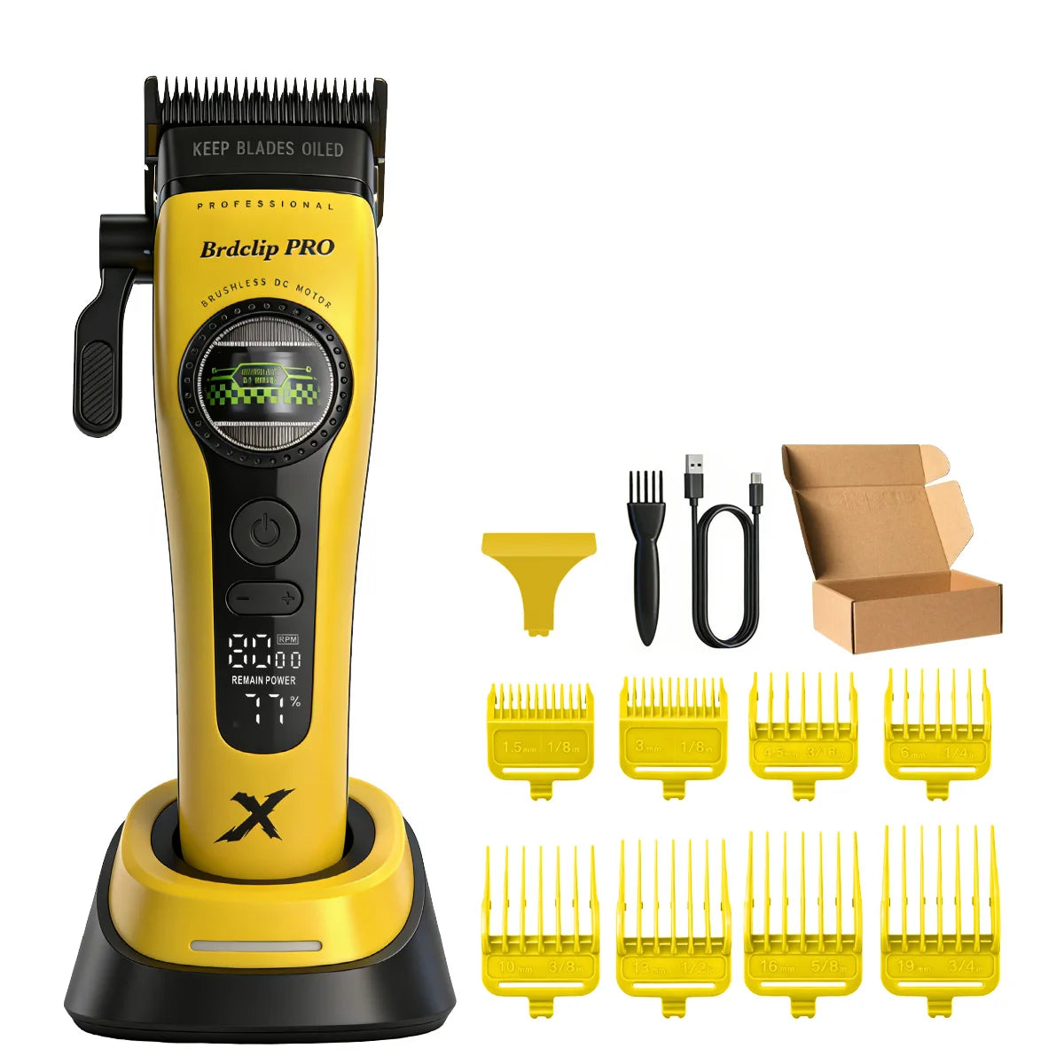 BRDCLIP 898C Professional Hair Clipper – 8000 RPM, DLC Blade, 160min Runtime, Barber & Home Use