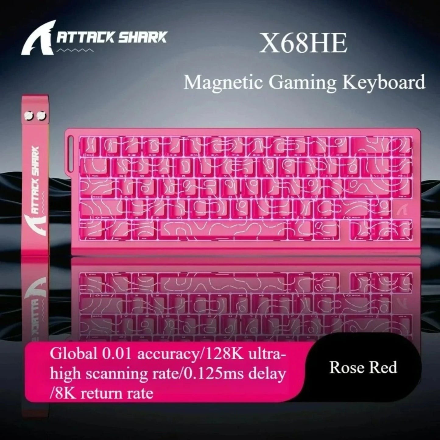Attack Shark X68 HE Gaming Keyboard – Magnetic Hall Effect, 0.01mm Rapid Trigger, 8000Hz, 68-Key
