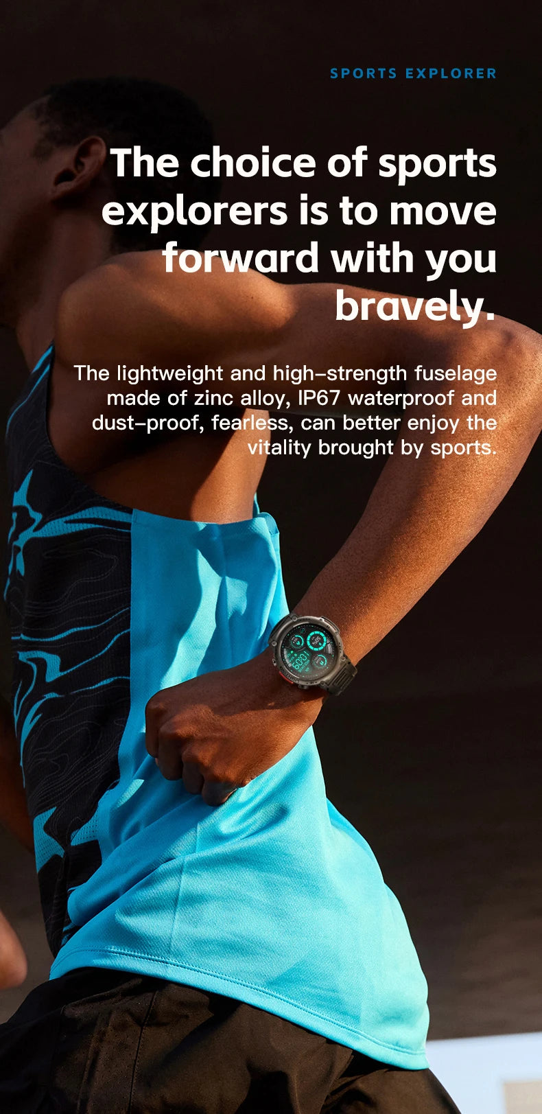 Imosi Outdoor Smart Watch with Flashlight – Sport Fitness Tracker, Blood Pressure, IP67