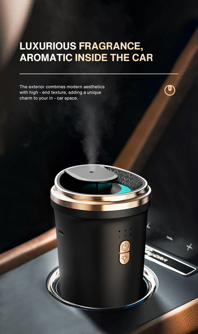 Namste Car Air Freshener | 50m³ Waterless Aroma Diffuser | Essential Oils | Aluminum | USB-C | Black