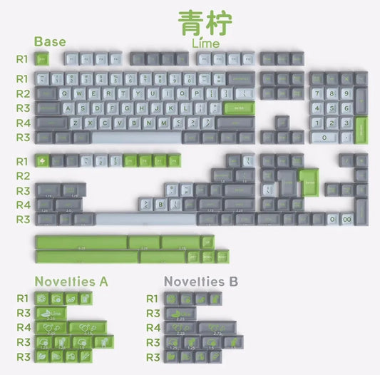 GMK 172 Keys Keycaps | SA Height & Cherry Profile | Lime / WOB | Doubleshot ABS | Mechanical Keyboard
