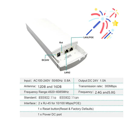 ANDDEAR Mini WiFi Router & Repeater – 300Mbps Outdoor CPE