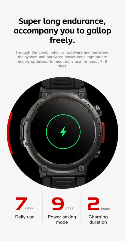 Imosi Outdoor Smart Watch with Flashlight – Sport Fitness Tracker, Blood Pressure, IP67