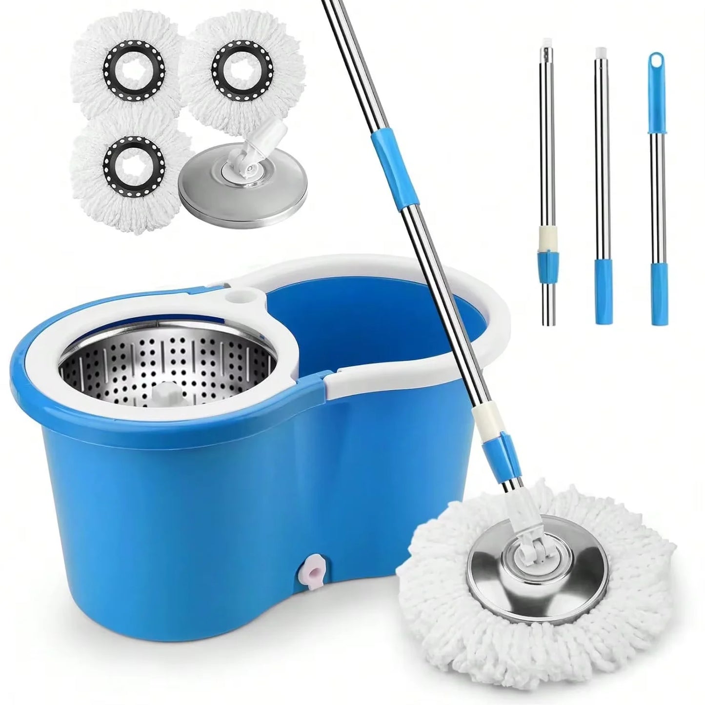 Heavy-Duty Spin Mop & Bucket System – 360° Rotating Floor Cleaner with Adjustable Handle & 3 Mop Heads