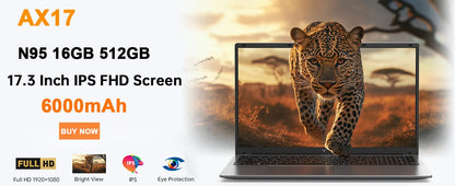 KAMRUI 18.5" Laptop — Intel N150 Quad-Core, 16GB DDR4, 512GB M.2 SSD, 8000mAh Battery, Windows 11 Pro