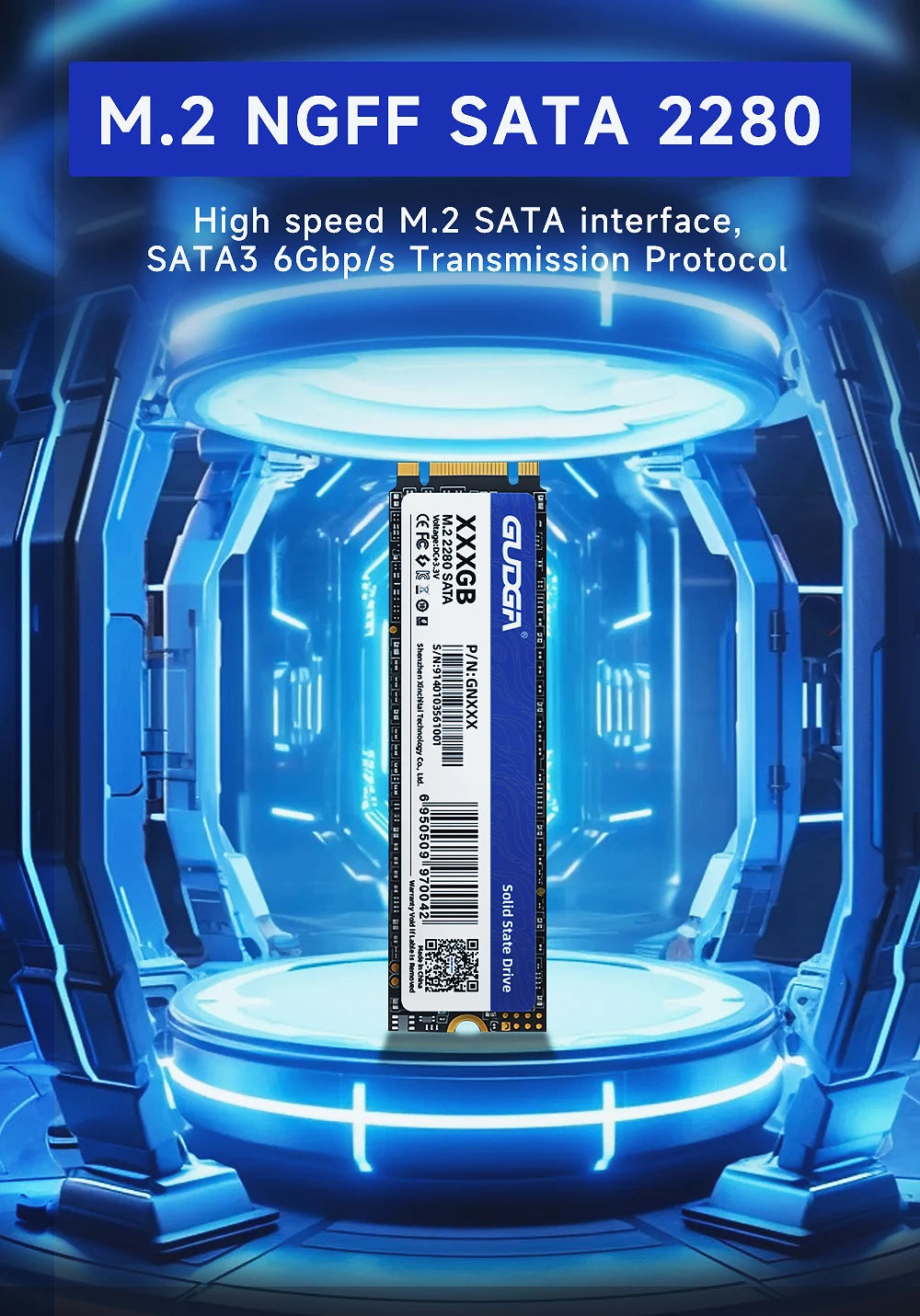 GUDGA M.2 SATA SSD – 128GB to 1TB Internal Drive (2242 & 2280)