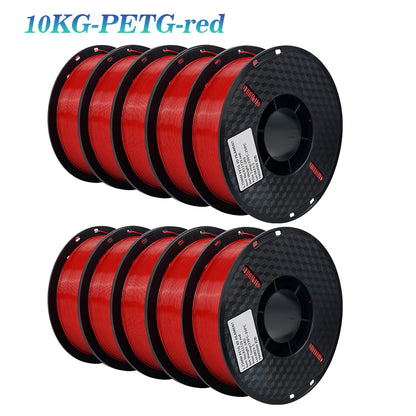 3D Printer Filament Bundle – 10KG, 1.75mm PLA / PETG, 10 Rolls, Mixed Colors & Materials, Fast Ship