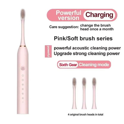 Electric Ultrasonic Toothbrush – 6 Modes, USB Rechargeable, Waterproof