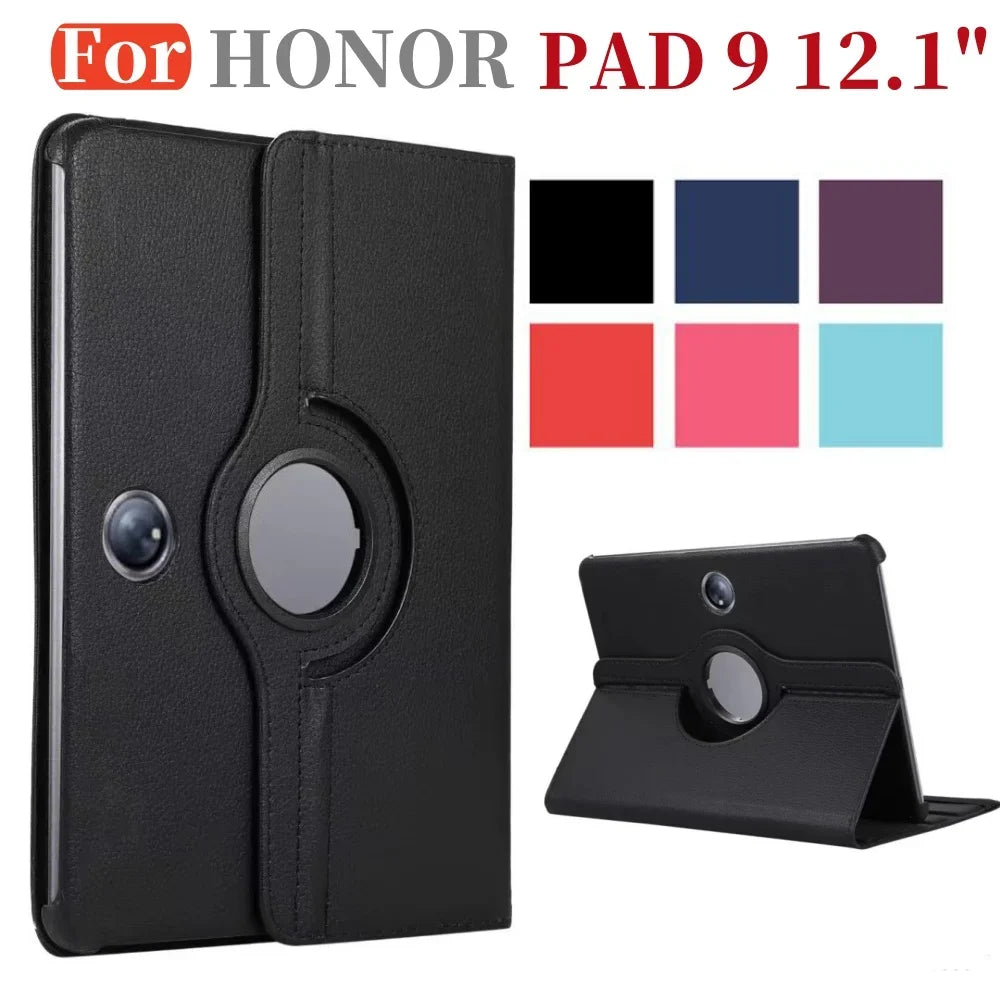 For Huawei Honor Pad 9 12.1 inch 2024 360 Rotating Case Stand Cover PU Leather Case For Honor Pad 9 HEY2-W09 HEY2-W19 funda