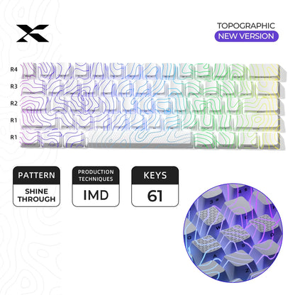 XVX Topographic Keycaps 118 Keys – OEM Profile, Shine-Through, IMD-Tech, Side Print