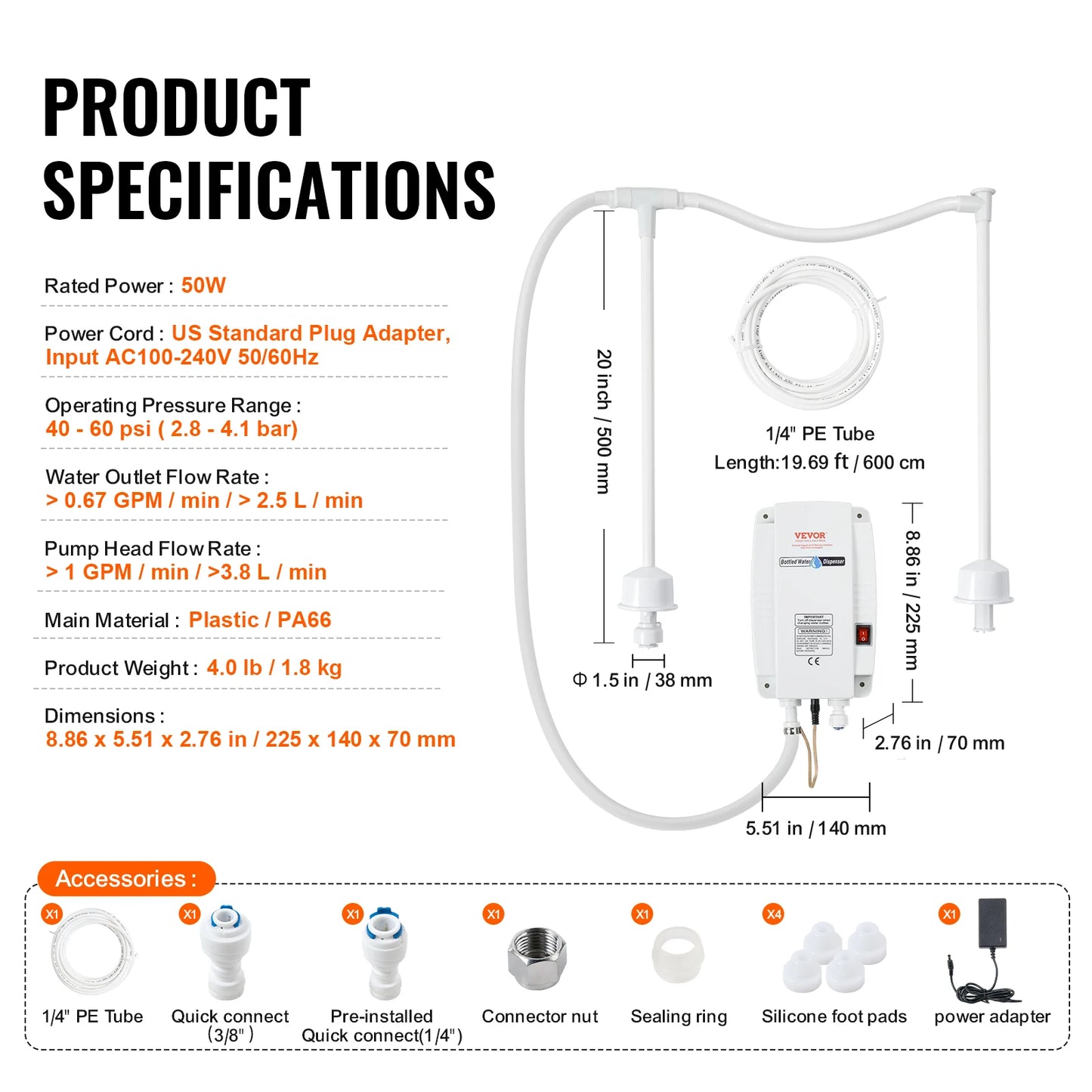 SucceBuy Electric Water Dispenser Pump — 2x5 Gallon Bottled Water, Double-Pipe Auto Dispensing