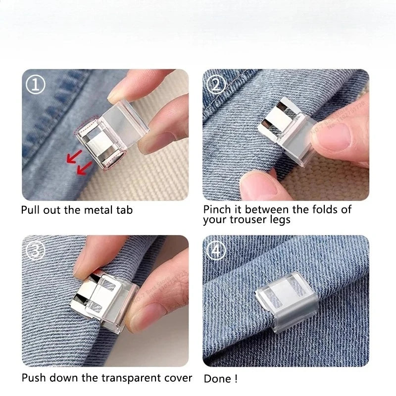 Invisible Pants Hem Shortening Clips – No-Sew Quick Fix (4–10 Pack)