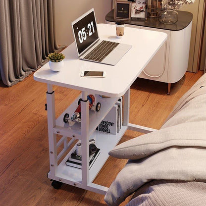 Adjustable Bedside Laptop Desk with Rolling Wheels – Mobile Standing Desk, Multi-Layer Storage, Height Adjustable