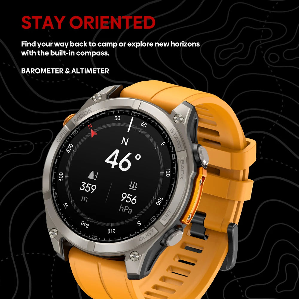Ciberer Vertix Stratos 4 GPS Smart Watch – 1.43" AMOLED, Compass, Flashlight, 170+ Sports, 5ATM