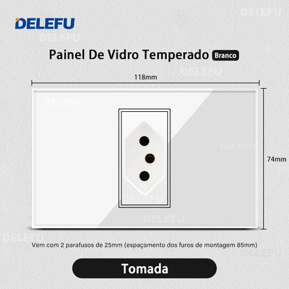 DELEFU Tempered Glass Smart Wall Socket with USB-C | Tuya WiFi | 10A–20A