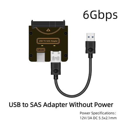 TISHRIC SAS 29-Pin SFF-8482 to USB 3.0 Adapter – 6Gbps HDD RAID with Power Port
