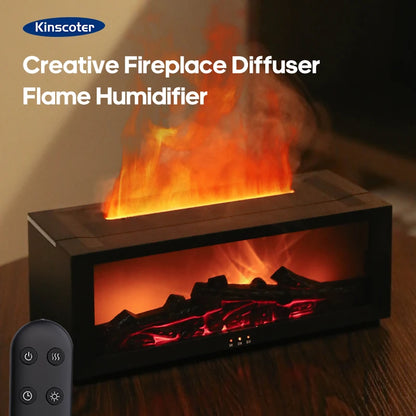 Fireplace Aroma Diffuser & Air Humidifier — Colorful Flame Effect, Timer, Remote Control, Home & Office
