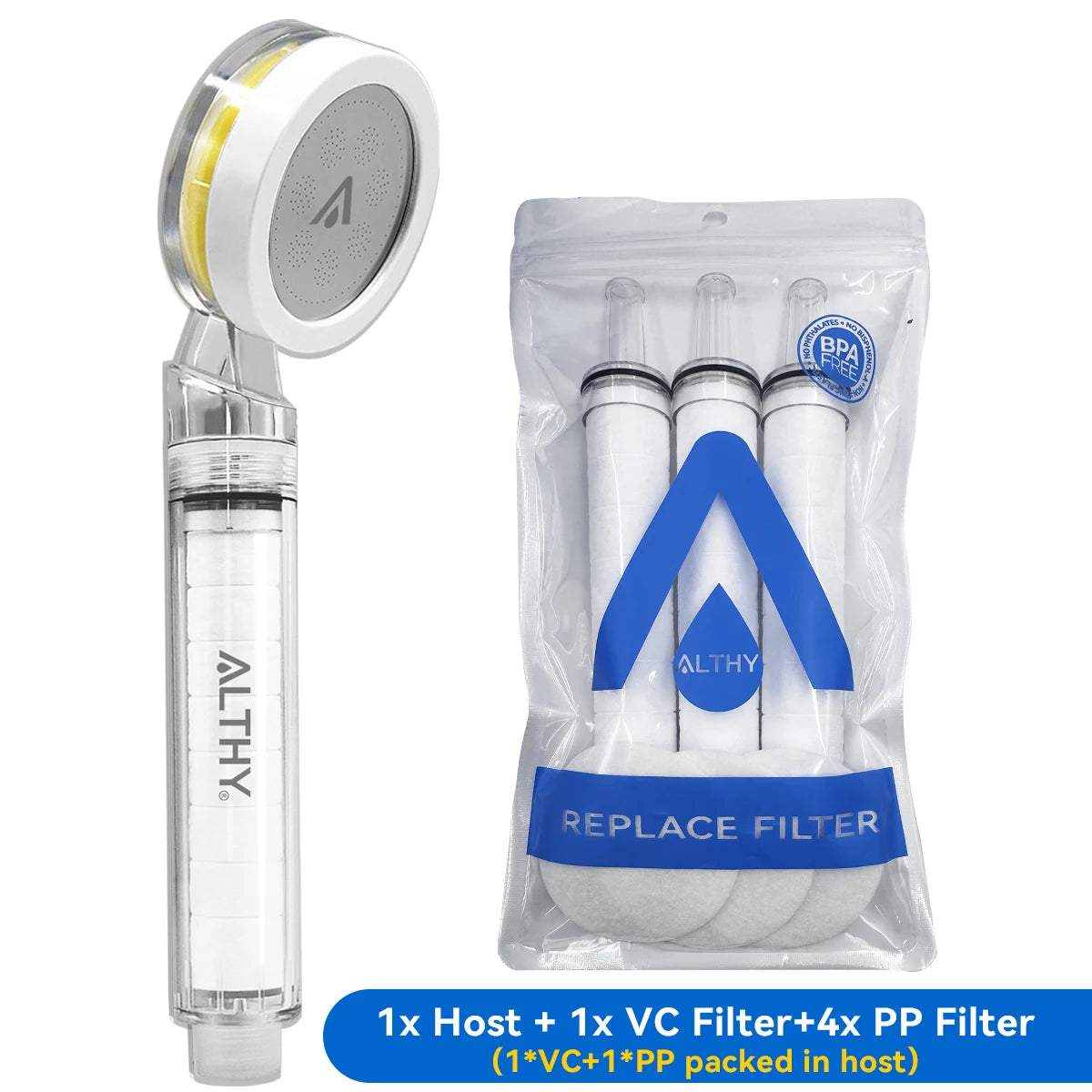 ALTHY Vitamin C Handheld Shower Head Filter – High Pressure SPA Softener, Reduces Hair Loss & Dry Skin