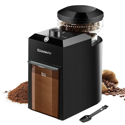 KIRAINAFLY Electric Burr Coffee Grinder – 28 Grind Settings for Espresso & Drip