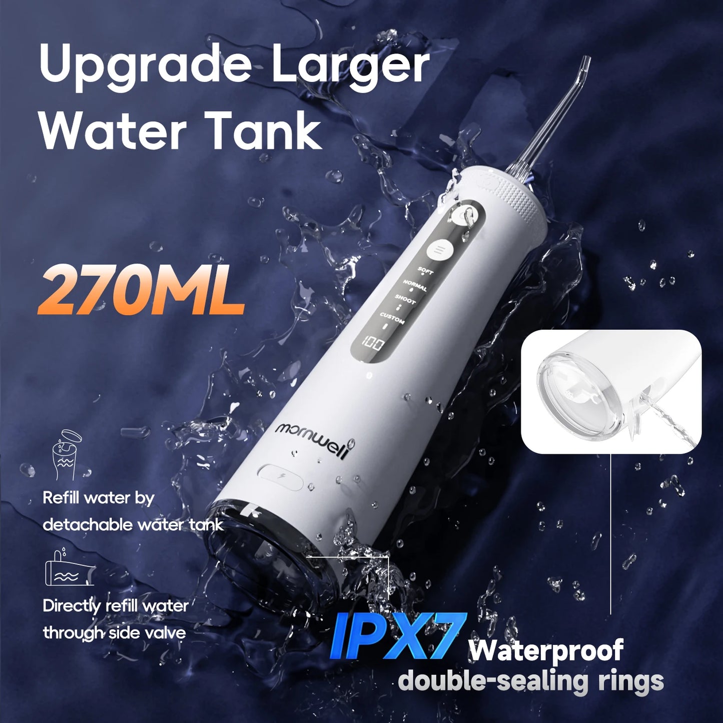 Cordless Water Flosser | 4 Jet Tips | 4 Modes | 260ml | IPX7 Waterproof