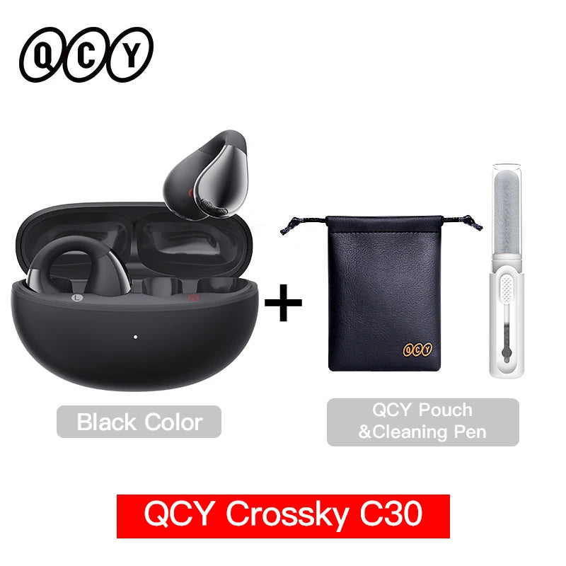 QCY Crossky C30 Ear Clip Bluetooth 5.4 Earphones – Open Ear Sports TWS, Dual-Connection