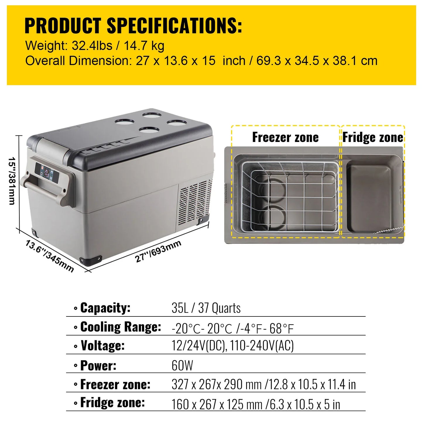 SucceBuy Portable Car Refrigerator & Freezer | 20–55L | DC 12V/24V & AC 110-240V | EU Stock