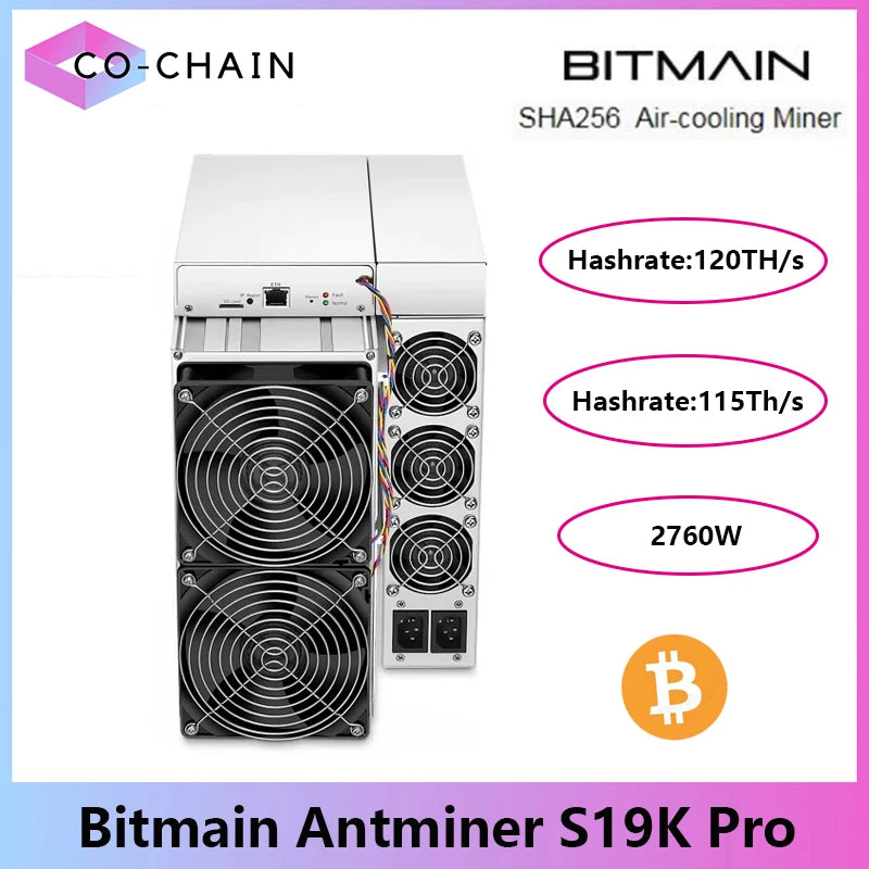 Antminer S19K Pro Bitcoin Miner – 110T/115T/120T, SHA-256, 2760W
