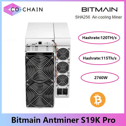 Antminer S19K Pro Bitcoin Miner – 110T/115T/120T, SHA-256, 2760W