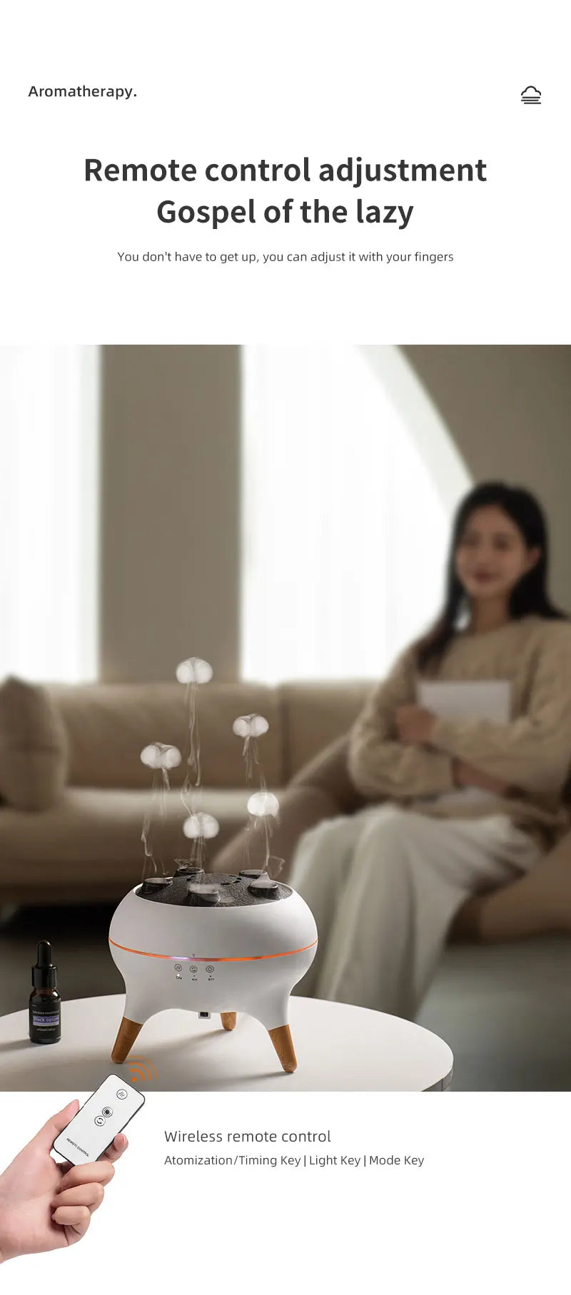 Jellyfish Aroma Humidifier & Aromatherapy Diffuser – Ultrasonic Essential Oil Mist with Remote Control