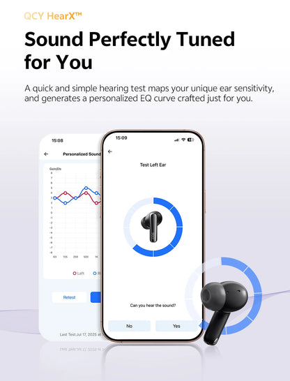 QCY MeloBuds N70 Wireless Earbuds – ANC, Bluetooth 6.0, LDAC, 50H, IPX5