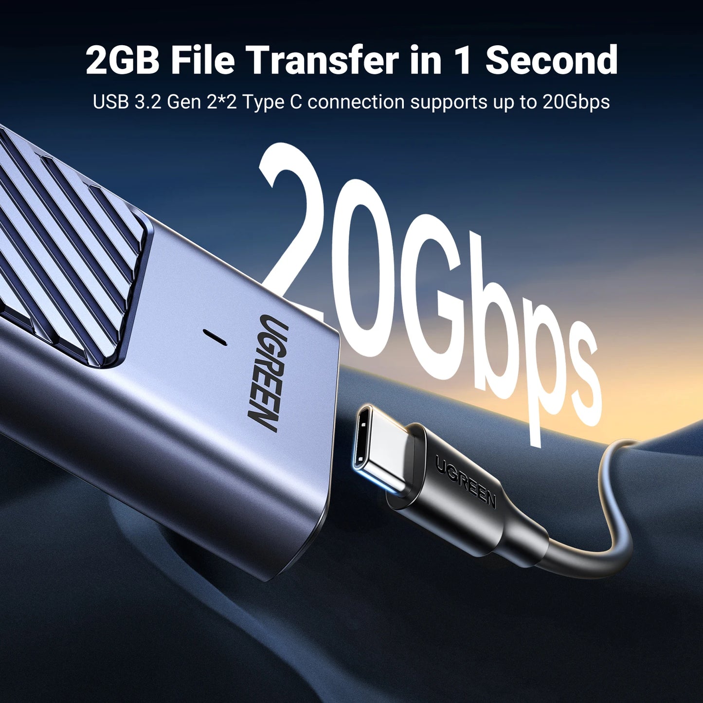 UGREEN M.2 SSD Enclosure | NVMe & SATA | USB 3.2 Gen2 20Gbps | Supports 2230–2280