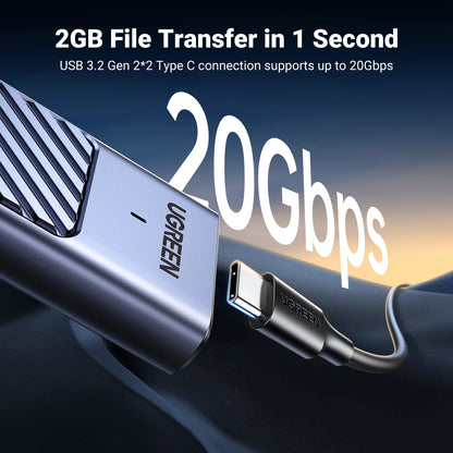 UGREEN M.2 SSD Enclosure | NVMe & SATA | USB 3.2 Gen2 20Gbps | Supports 2230–2280