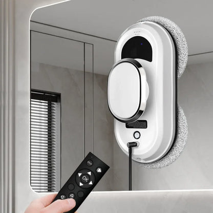 R.E.D. Shopping remote control intelligent window cleaning robot cleaning glass surface with sensors and sleek design.