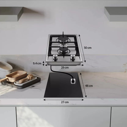 TopStrong 2-Burner Gas Hob | NG & LPG | Auto Flame Protection | Built-in | EU