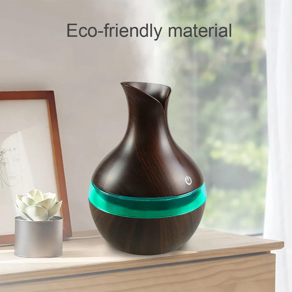 Miflame 300ml Ultrasonic Aroma Diffuser – 7-Color LED, USB Rechargeable, Cool Mist Humidifier for Home & Bedroom
