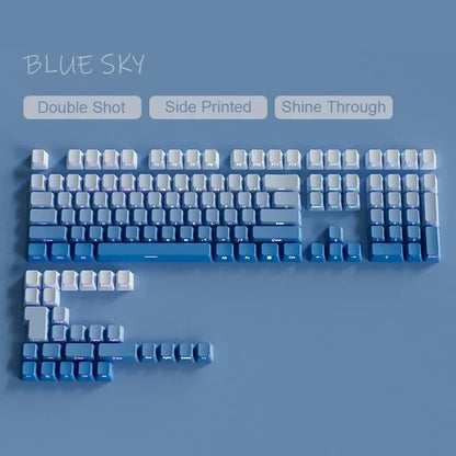 Cherry Profile PBT Keycaps 133+ Keys – White Side-Printed Shine-Through for MX Switches